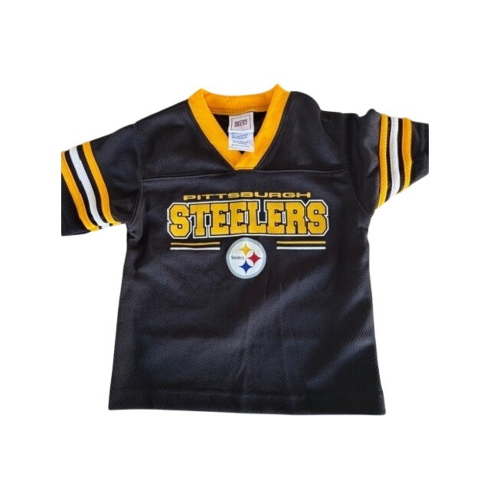 NFL Pittsburgh Steelers Toddler Jersey Black Gold Mesh V-Neck Shirt 24 Months